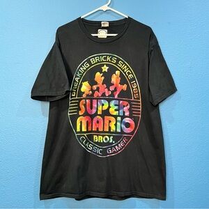 Nintendo Breaking Bricks Since 1985 Classic Gamer Rainbow Super Mario Shirt  XL